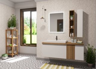 Подвесная тумба Эстет Malibu ФР-00007122 Л 140см два ящика со вставкой массив белый